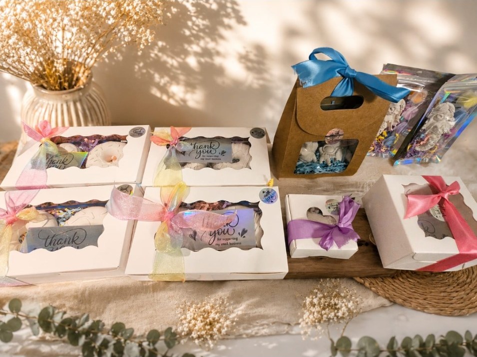 Verschillende echte gipspakketjes van Nine Kids Creations